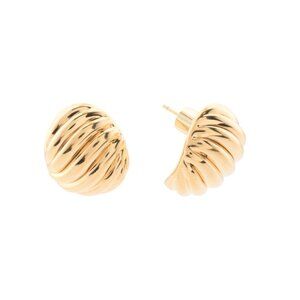 MILOR GOLD Yellow Gold Made In Italy 14kt Gold Polished Ribbed Earrings